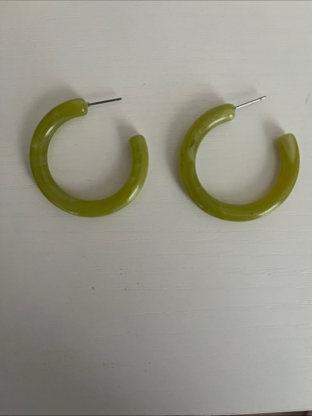 Green Resin Hoop Earrings - Contemporary Women's Jewelry